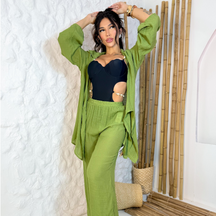Conjunto Casaco Longo + Calça Casual